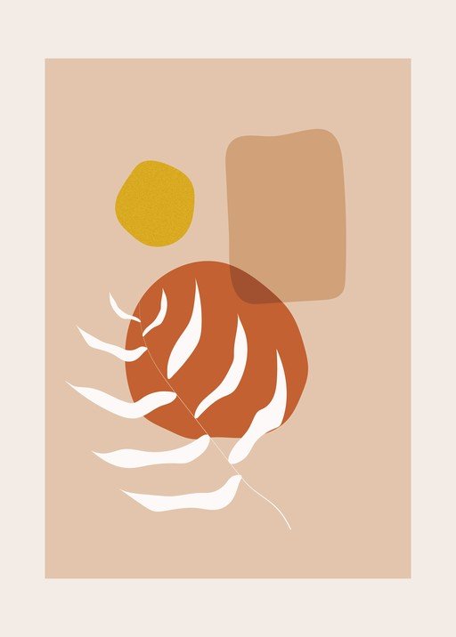 Abstract Botanical Composition with Geometric Shapes