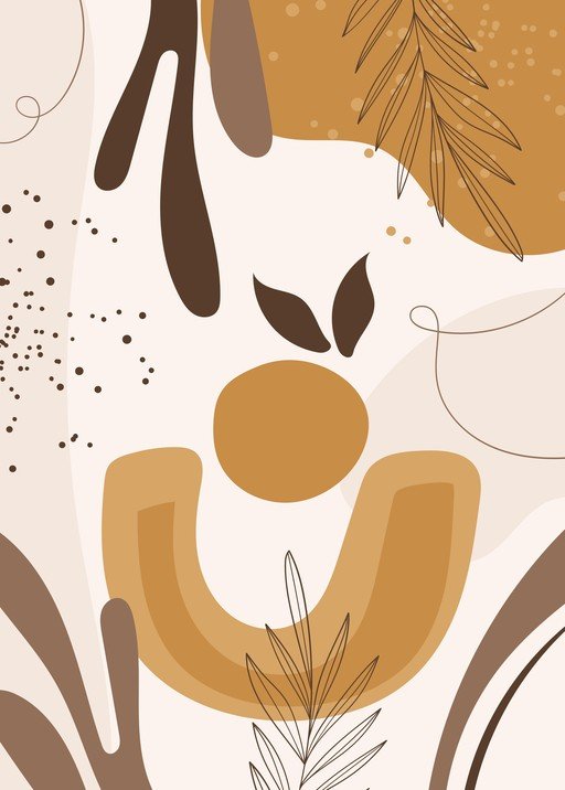 Abstract Botanical Line Art with Warm Earth Tones