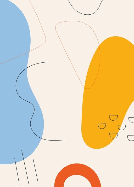 Abstract Organic Shapes Contemporary Line Art Design