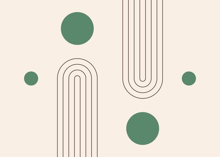 Minimalist Abstract Geometric Art with Arches and Circles
