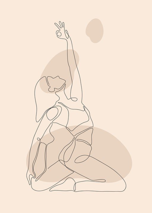 Minimalist Line Art Female Figure in Beige Tones