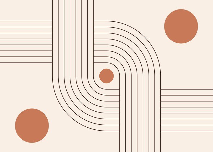 Minimalist Line Art with Geometric Circles Abstract Design