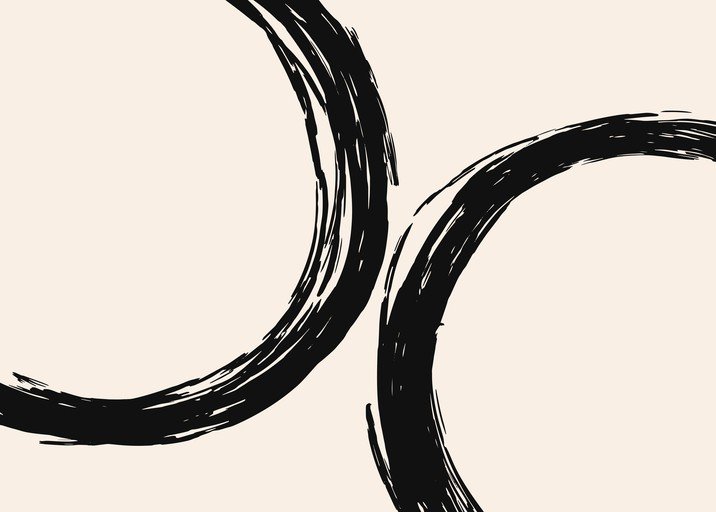 Abstract Black Brushstroke Infinity Loop on Cream