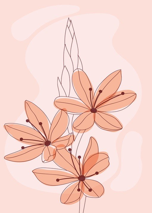 Minimalist Line Art Flower Illustration in Peach Tones