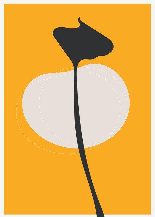 Minimalist Abstract Plant with Golden Yellow Background