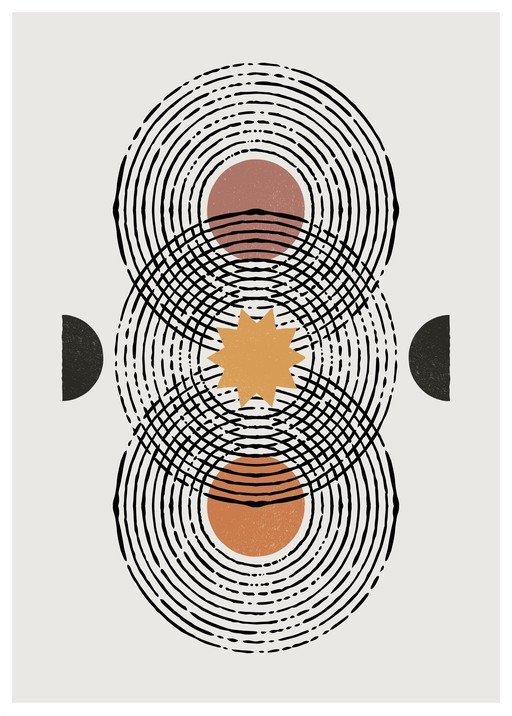 Abstract Geometric Face with Concentric Line Art Design