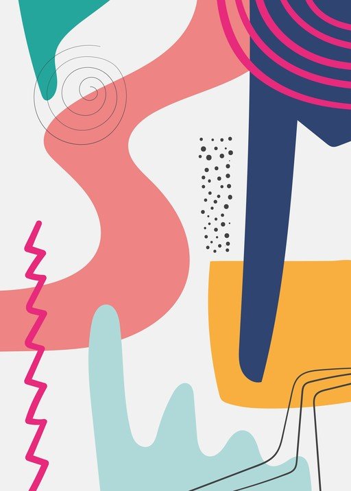 Abstract Anatomical Illustration with Vibrant Geometric Shapes