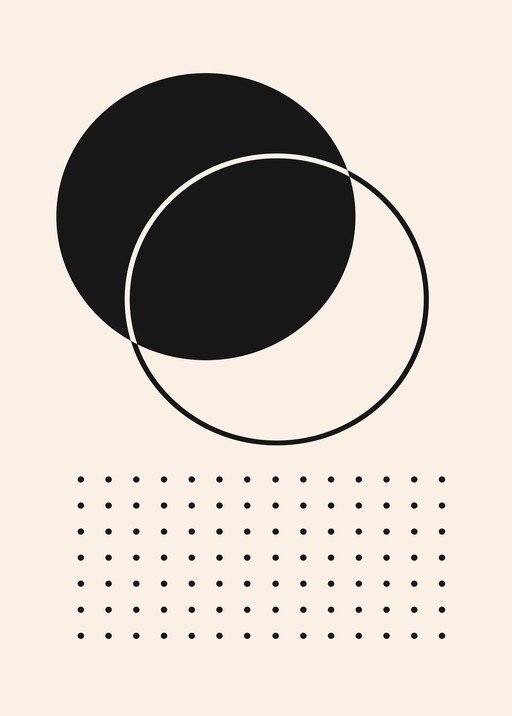 Minimalist Abstract Circles with Dotted Grid Pattern