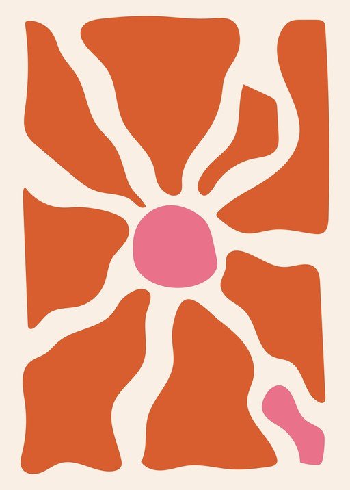 Abstract Organic Shapes with Coral and Pink Accents