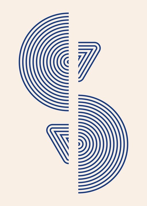 Abstract Blue Geometric Line Art Design