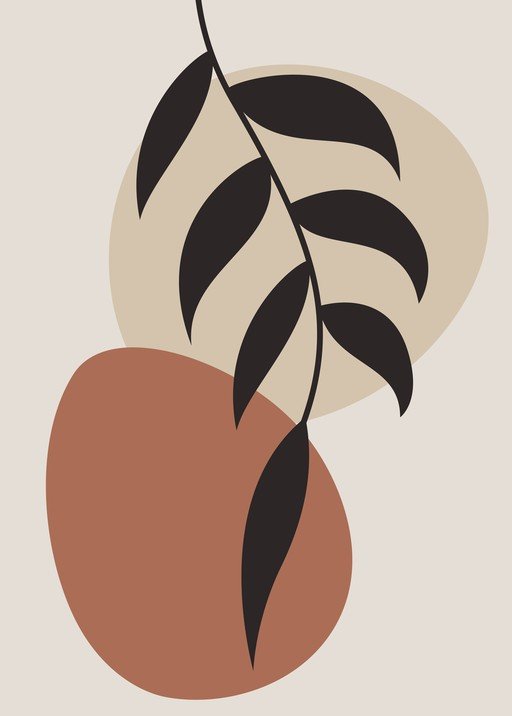 Abstract Botanical Leaf Branch Modern Minimalist Art