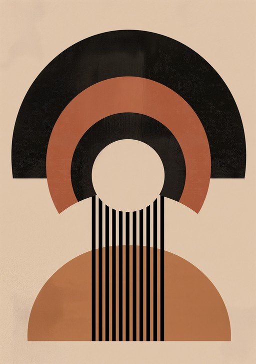 Abstract Geometric Head Figure with Concentric Arcs