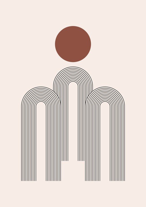 Minimalist Abstract Figure with Geometric Line Art