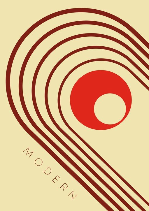 Modern Retro Abstract Spiral Eye Design