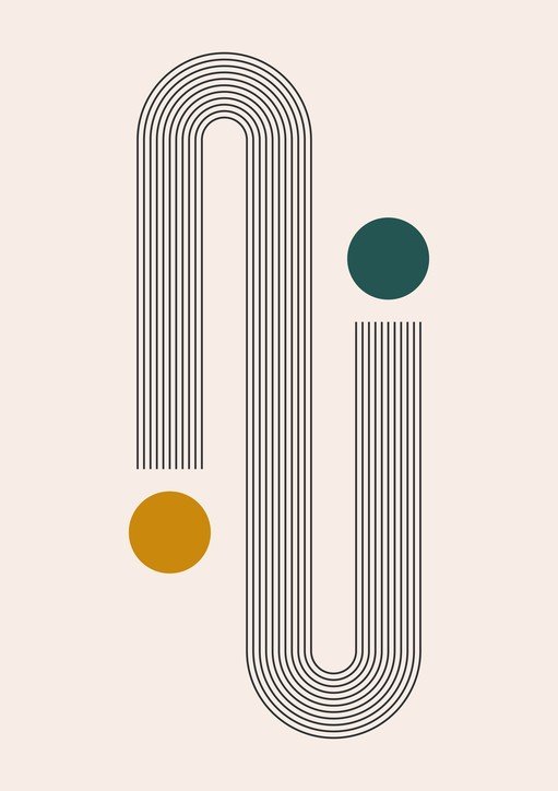 Abstract Minimalist Art with Geometric Lines and Circles