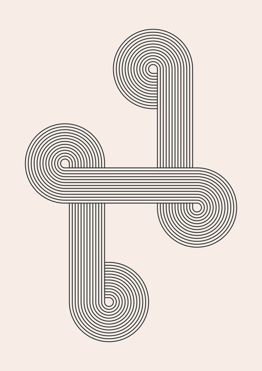 Abstract Geometric Line Art with Concentric Spirals