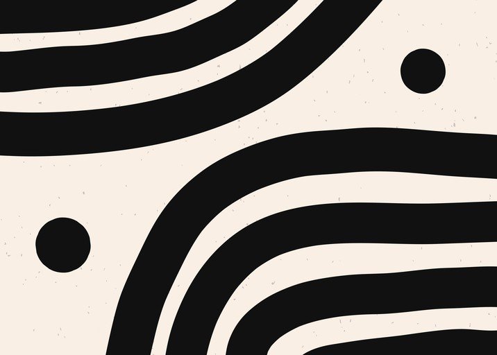 Abstract Geometric Black and Cream Curved Lines Design