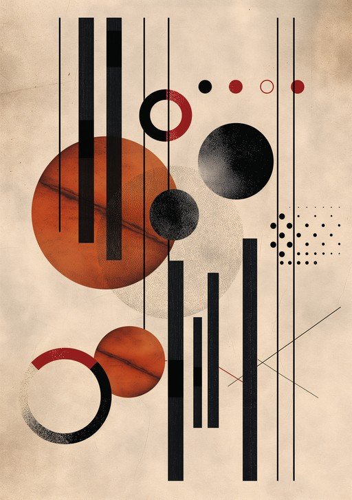 Abstract Geometric Art with Circles and Lines Design