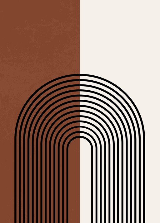 Minimalist Arch Lines Abstract Design with Earthy Tones