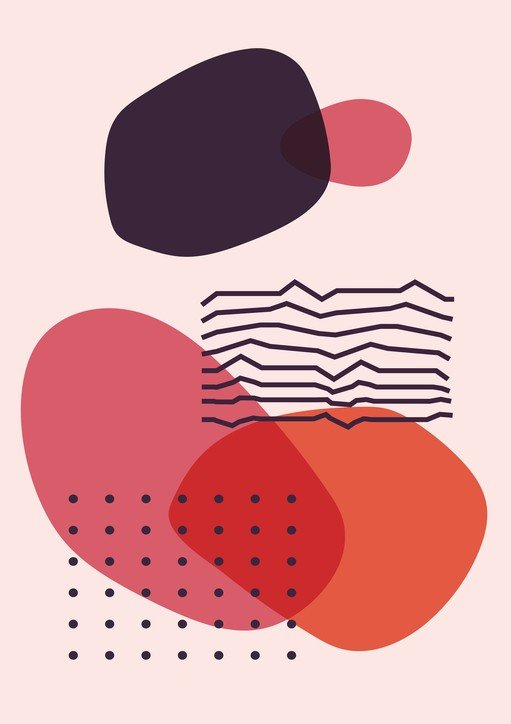 Abstract Geometric Composition with Organic Shapes