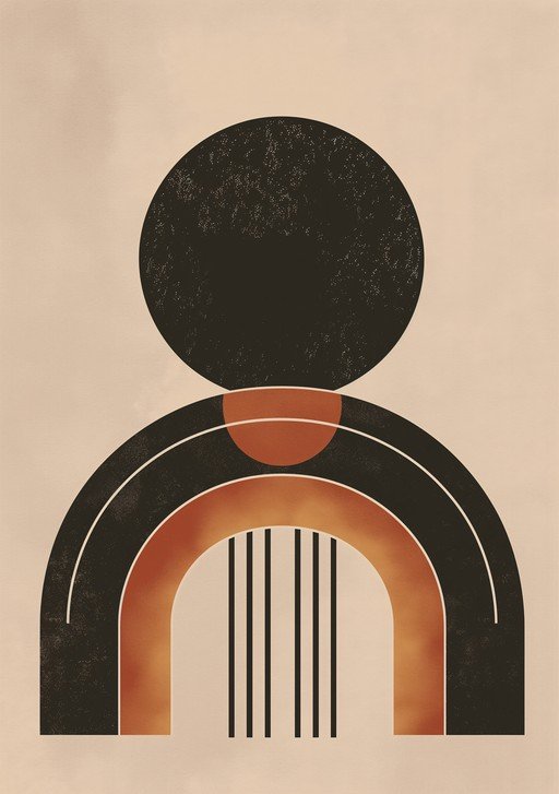 Minimalist Geometric Portrait with Arch and Circle Design