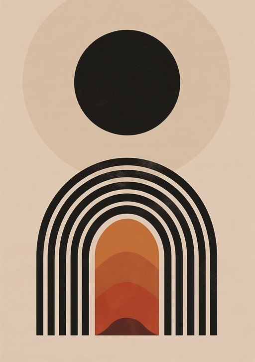 Modern Abstract Geometric Figure with Concentric Arches