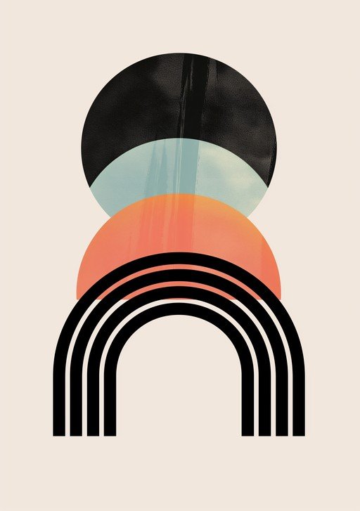 Abstract Minimalist Rainbow Geometric Composition Art