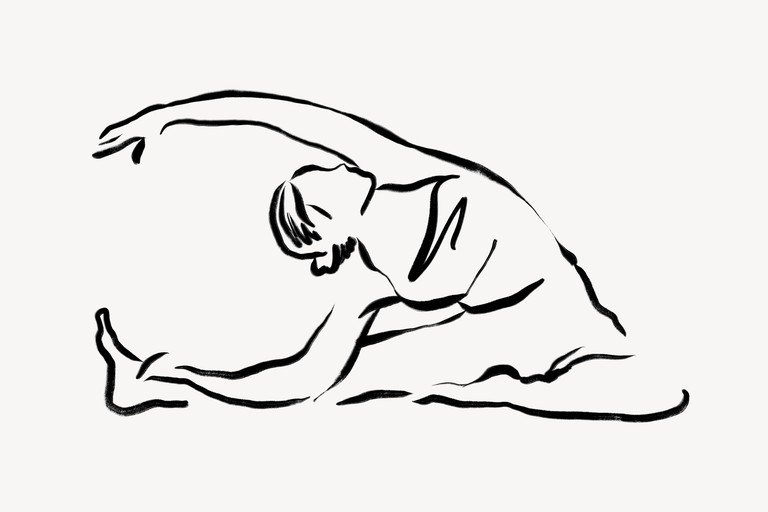Minimalist Line Drawing of Woman in Yoga Pose