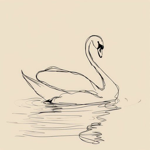 Elegant Swan Line Drawing on Water