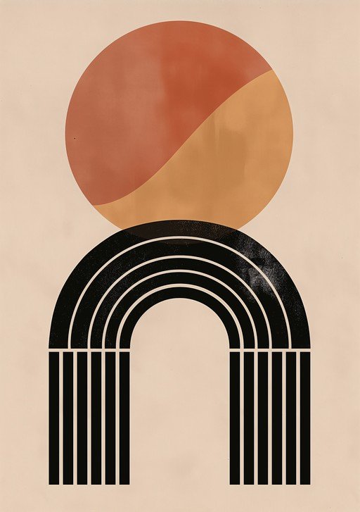 Mid-Century Modern Abstract Geometric Arch Design