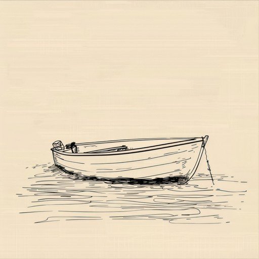Beached Fishing Boat Ink Line Drawing