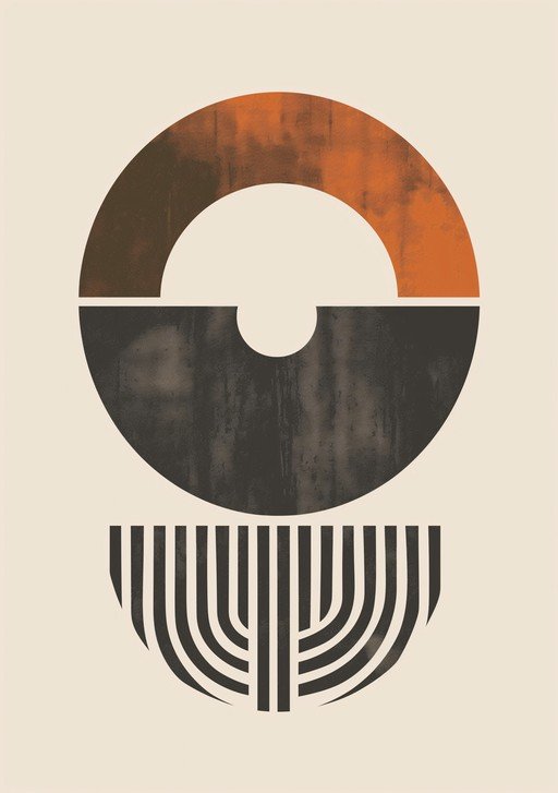 Abstract Geometric Circle with Textured Earth Tones