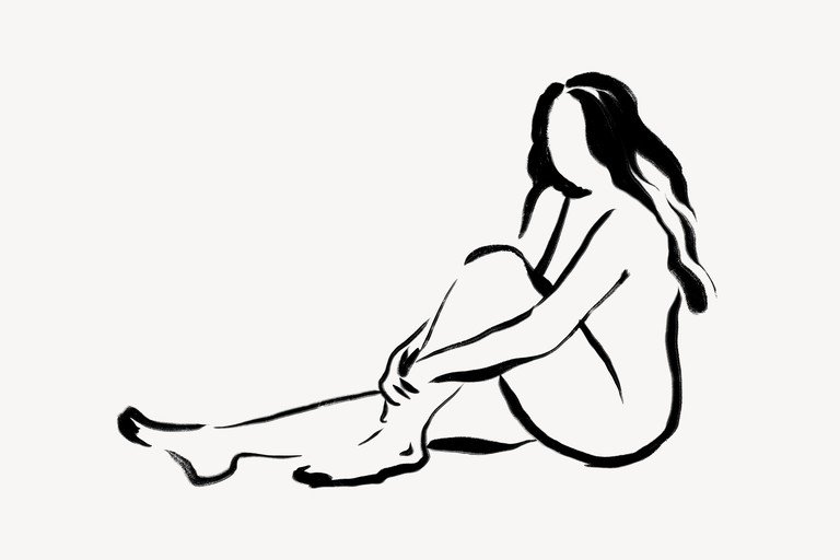 Minimalist Female Figure Line Drawing Seated Pose