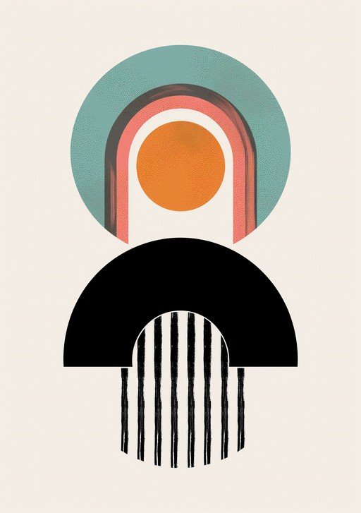 Abstract Geometric Figure with Circular Forms Modern Art