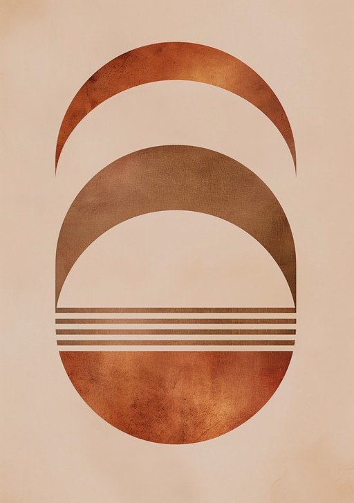 Geometric Abstract Sunrise with Terracotta Arches