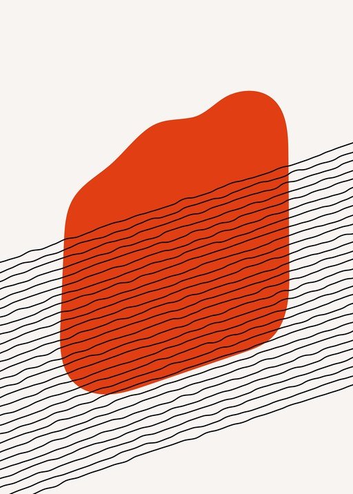 Modern Abstract Red Shape with Linear Pattern Design