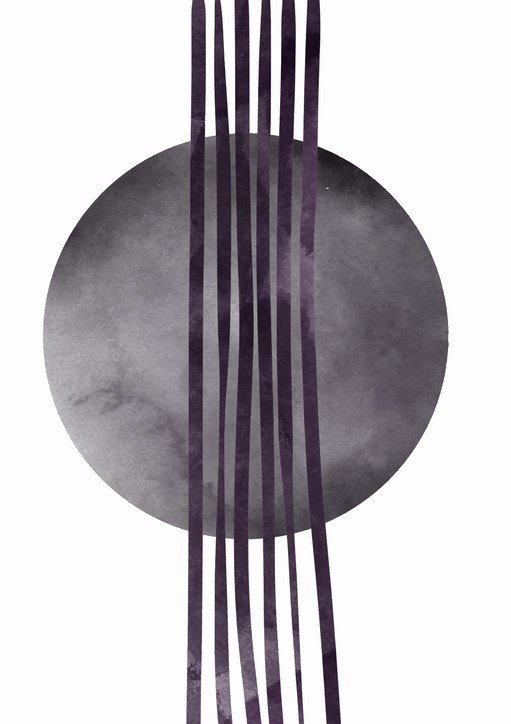Abstract Geometric Circle with Vertical Lines Modern Art