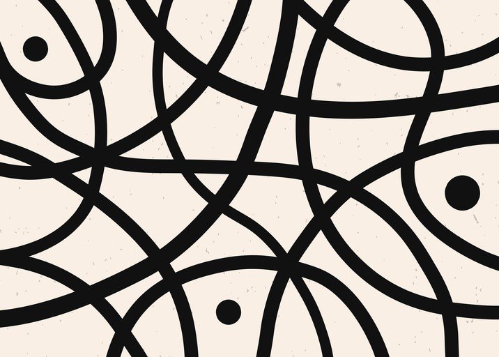 Abstract Black Lines and Dots Minimalist Design