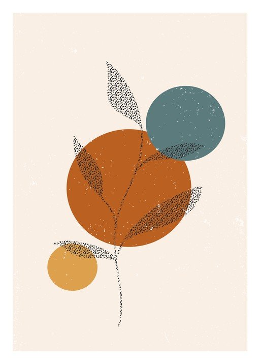 Modern Abstract Plant Illustration with Geometric Circles