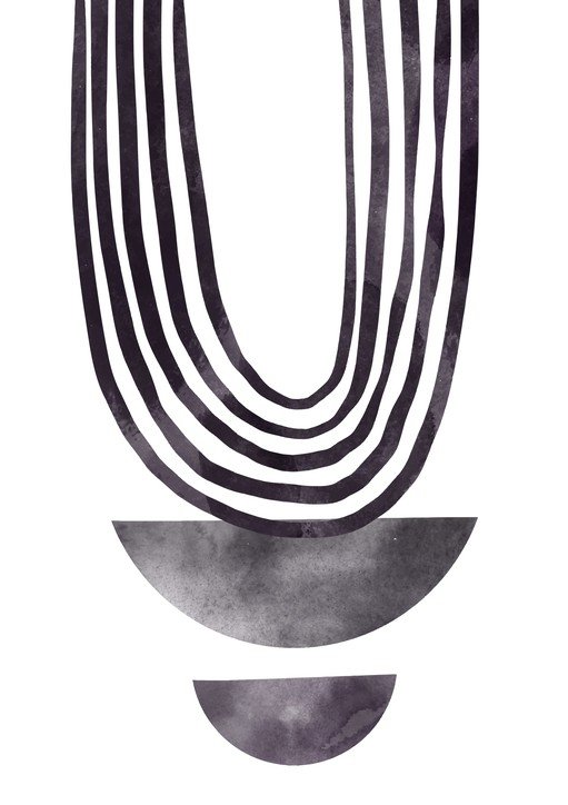 Abstract Minimalist U-Shape with Curved Line Art