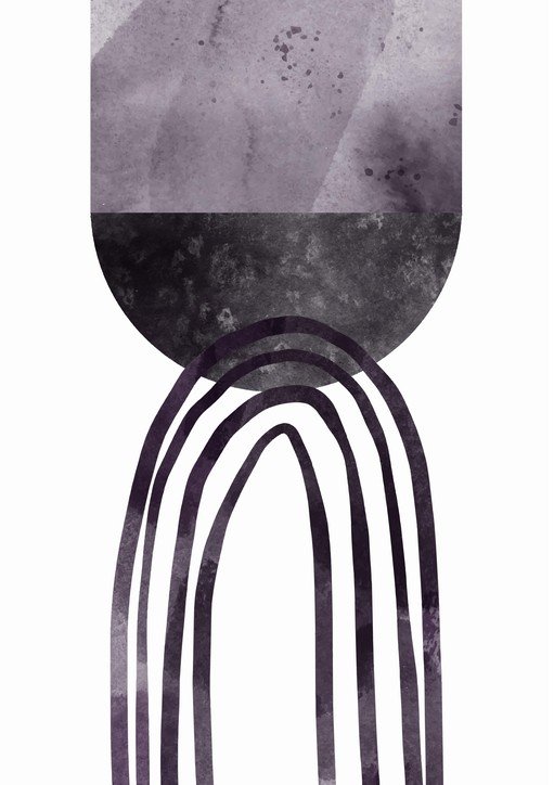 Abstract Geometric Arch with Textured Watercolor Forms