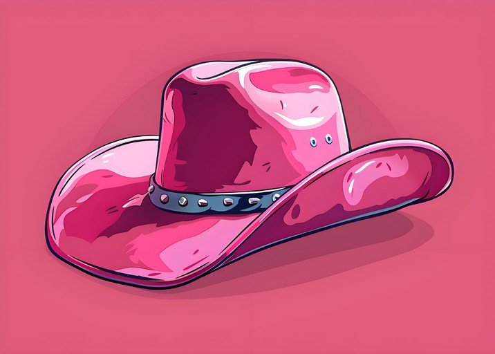 Pink Cowboy Hat Illustration with Studded Band Design