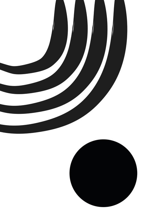 Minimalist Black Circle and Curved Lines Abstract Design