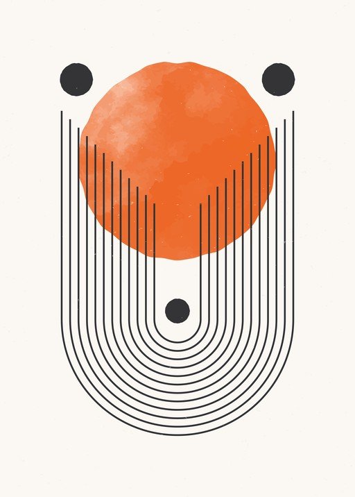 Minimalist Abstract Sun and Geometric Lines Art
