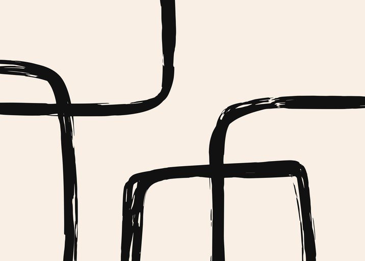 Minimalist Black Line Art Abstract Composition