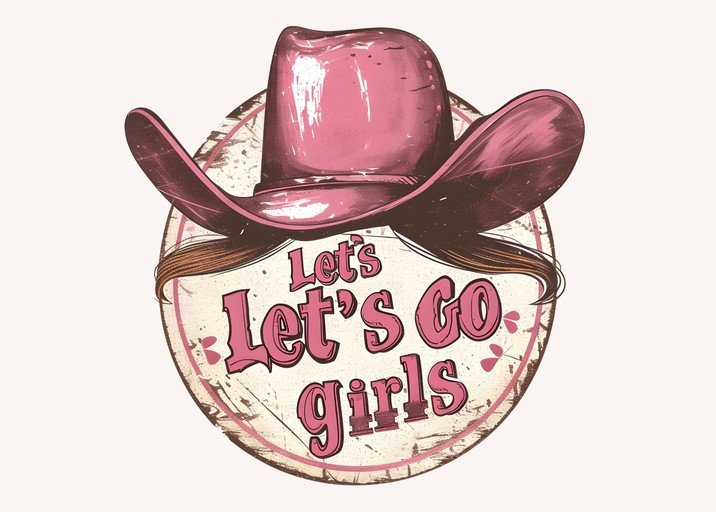 Let's Go Girls Cowboy Hat Vintage Graphic Design