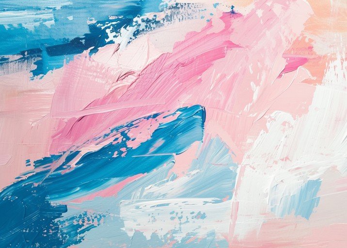 Abstract Paint Strokes in Blue Pink and White