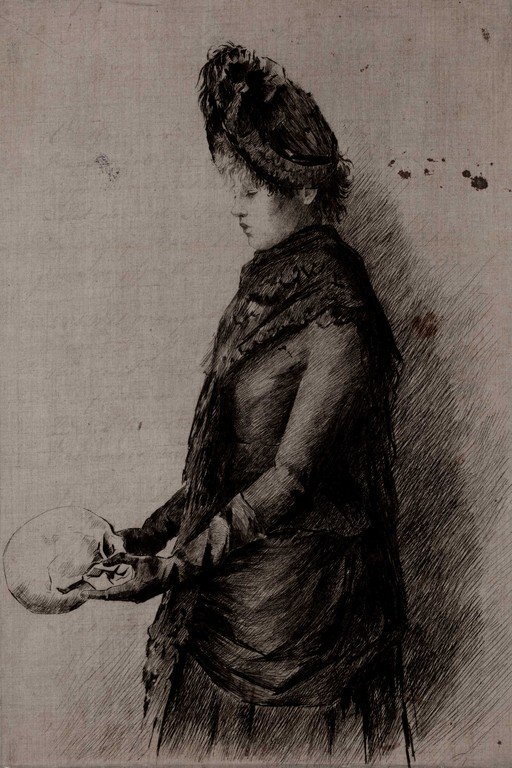 Victorian Woman with Feathered Hat and Fan Portrait