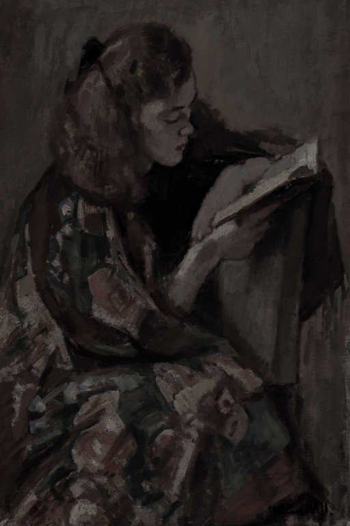 Woman Reading Book - Classic Portrait Oil Painting
