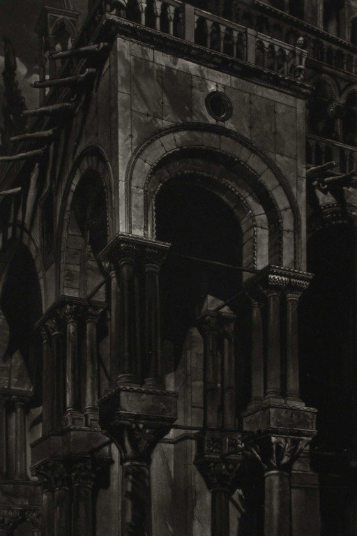 Gothic Architecture: Dark Stone Arches and Ornate Columns